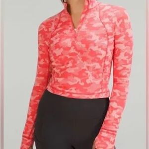 lululemon athletica Pink Camo Half-Zip Long Sleeve Top